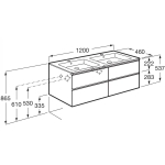 Roca The Gap 一體式面盆+四抽屜面盆櫃套裝 (炭灰色) (3279A0 + 857397153x2)